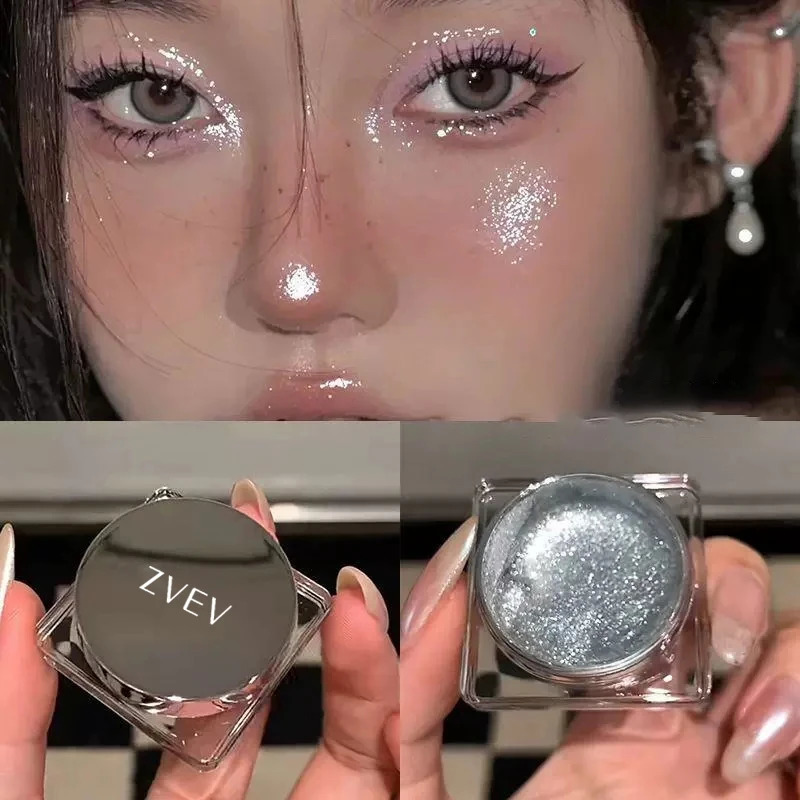Glitter Punk Smoky Black Eyeshadow Gel Makeup Palette Metallic Dark Silver Wet Eyes Shadow Highlighter Pearl Pigments Cosmetics 241118