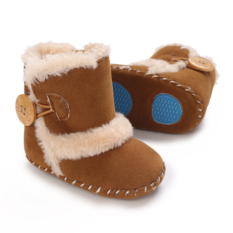 Newborn Baby Fuzzy Winter Boots Fleece Soft Sole Infant Shoes Littlesprouts 0-18 Months Warm First Walkers Toddler Plush Snow Booties