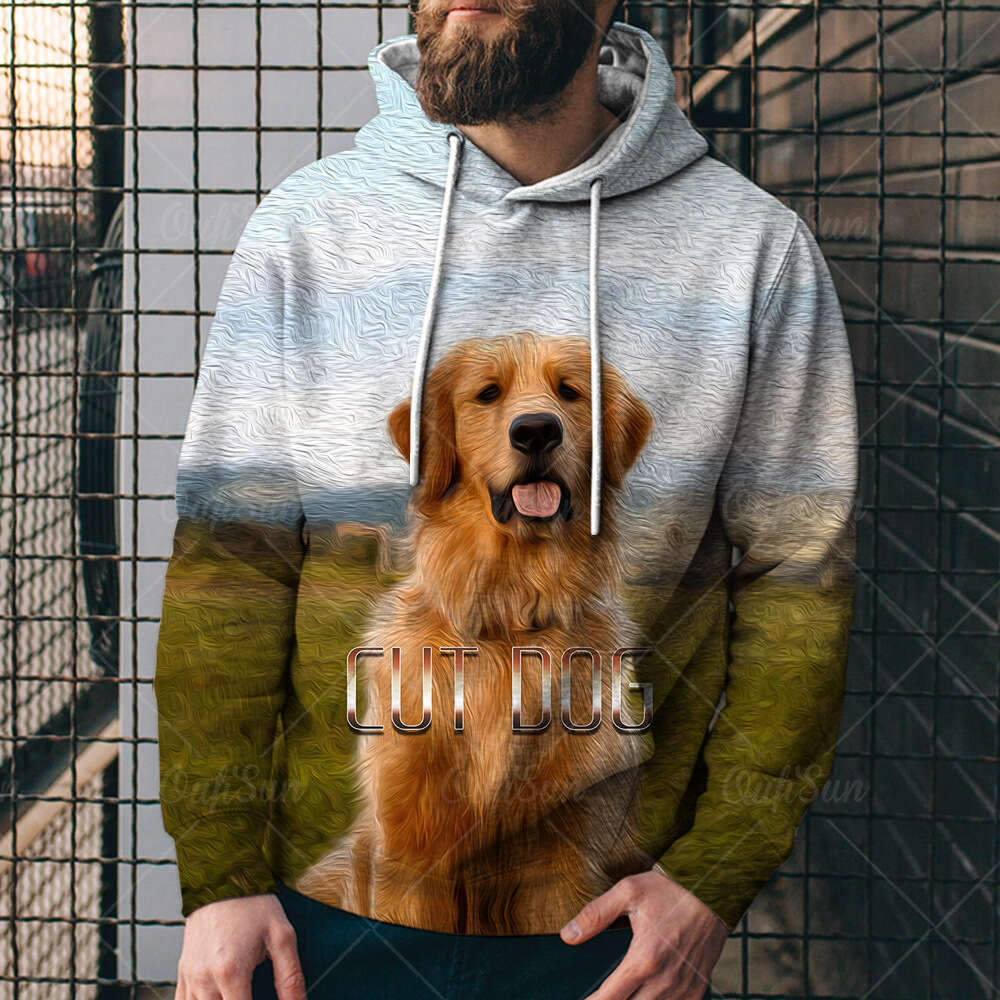 New 3D for autumn winter, cute animal cat and dog series, digital printed street casual hooded hoodie