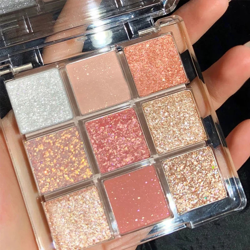 9color Shiny Eye Shadow Pigments Glitter Eyeshadow Palette Pink Pearly Korean Charming Makeup 241118