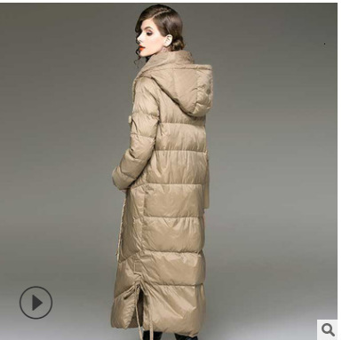 20121 winter new loose hooded down designer lace up long sleeved warm jacket minimalist women's clothing