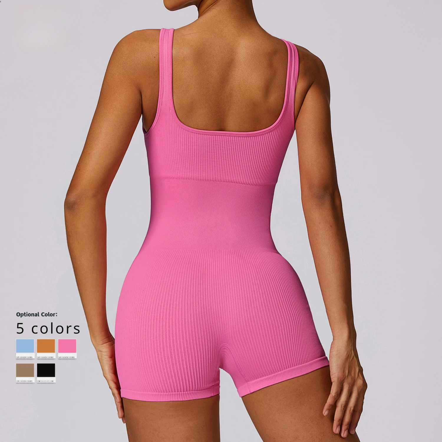 Seamless Bodysuit With Padding Women Gym Yoga One Piece Workout Set Active Wear Fiess Running Training Suit Black