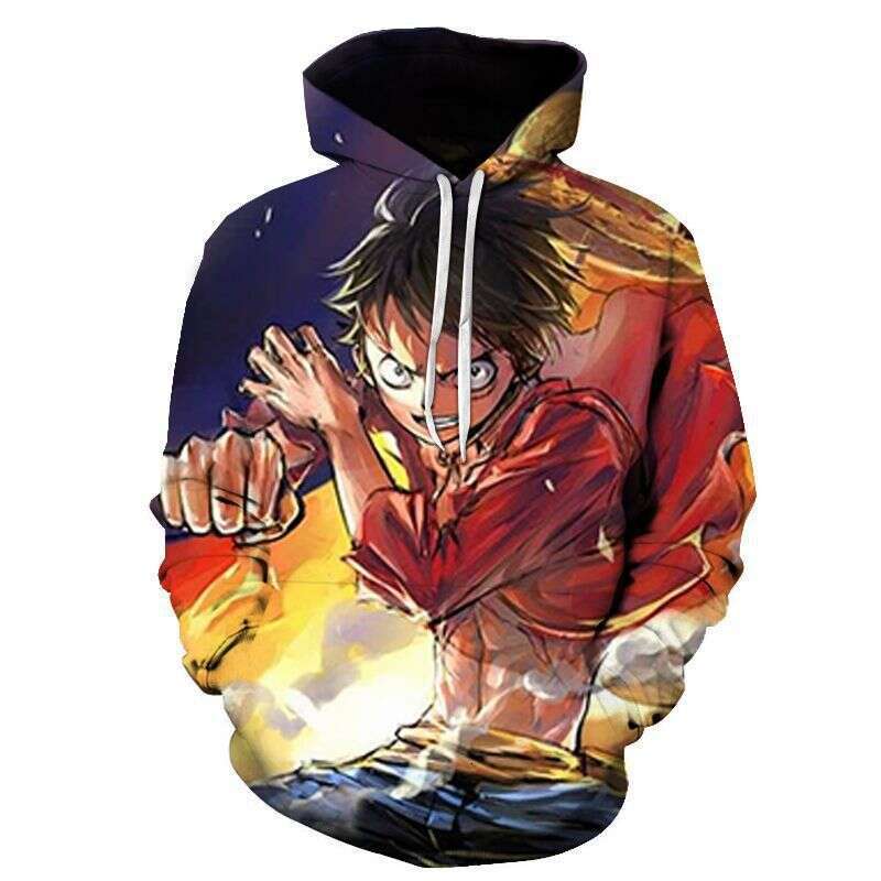 Men's clothing, popular anime One Piece character, street 3D digital printed men's hooded sweatshirt