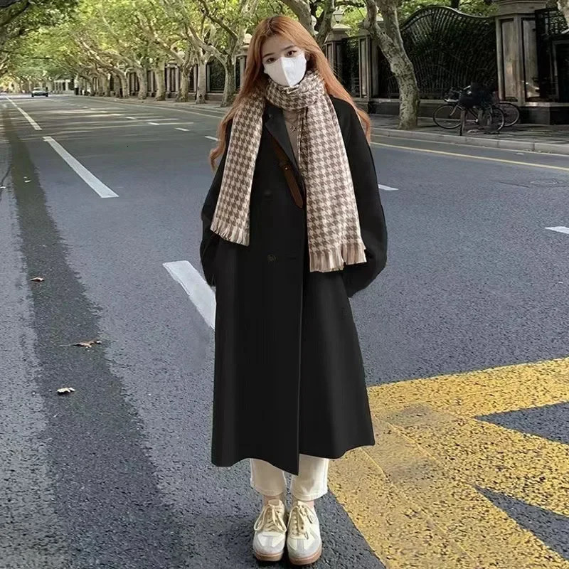 Doublesided Fleece Woolen Overcoat Womens Mediumlength Thickened 2024 Autumn Winter Style Petite Nail Jacket 241121
