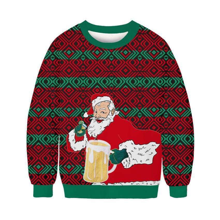 New Christmas 3D digital print loose round neck pullover for couples casual hoodie