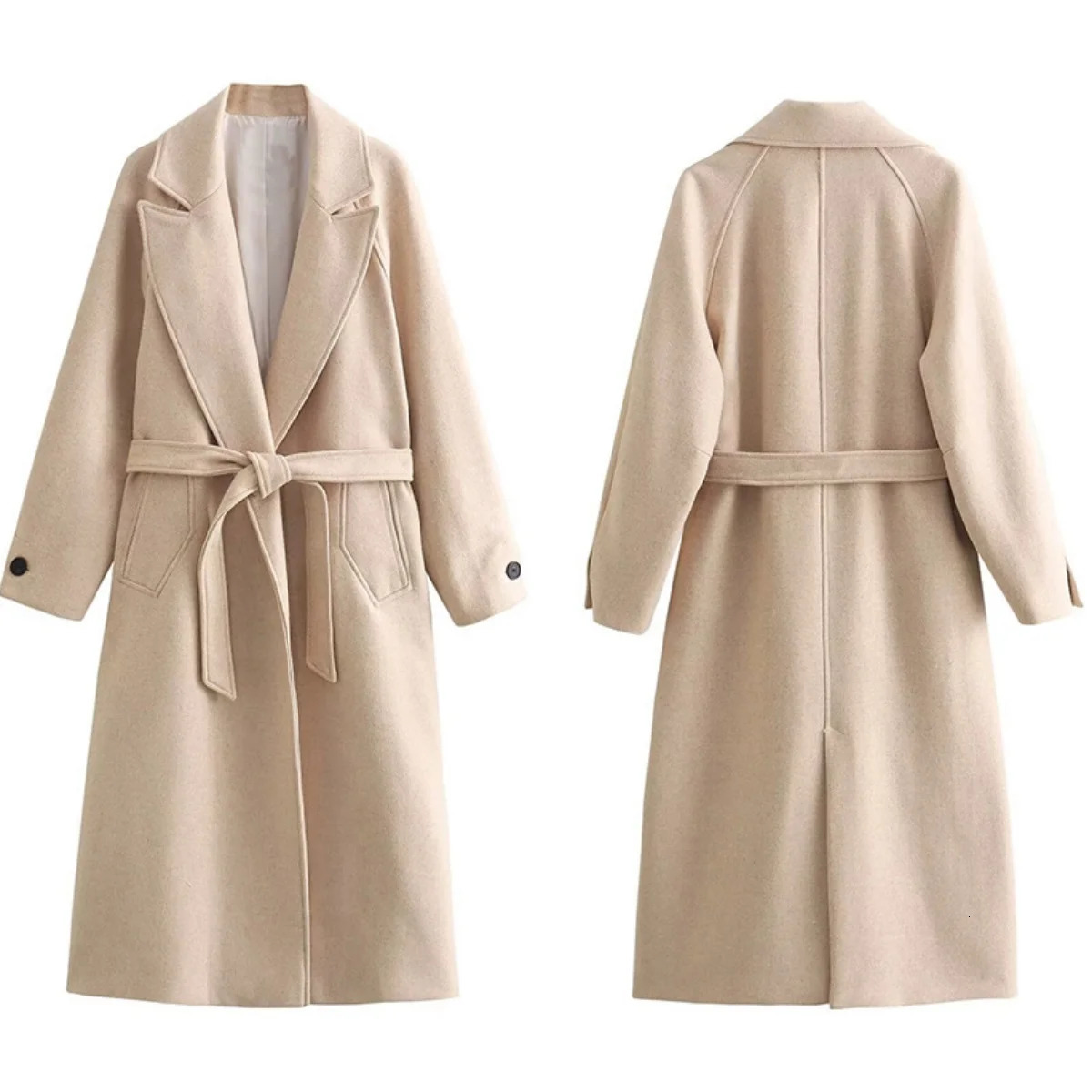 2024 Europe and the United States spring French temperament personality fashion neutral with waist tweed coat 241121