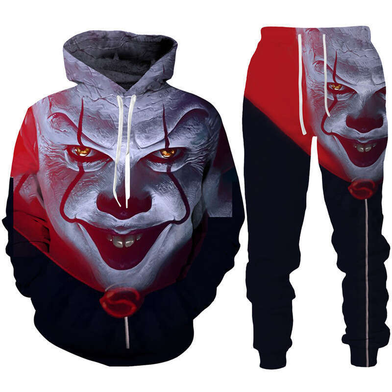 Joker 3D Digital Printed Pants 2024 New Men's Hooded Casual Sweatshirt Set