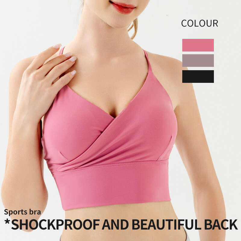 European and American sexy backless with breast pads, pleated outdoor running sports bra, women's high stretch yoga bra