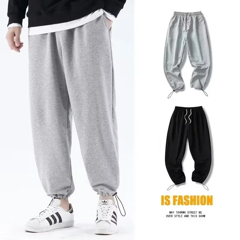 Trendy Mens Casual Loosefit Black Grey Sweatpants Long Pants For Summer Comfortable Fit Lightweight Material 241120