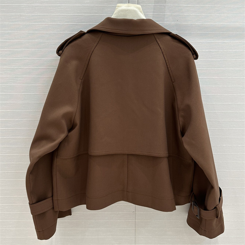 Women's New In Autumn 2024 Double Breasted Slim Fit Short Trench Coat High Quality Women's Long Sleeved Top Bomber Jacket