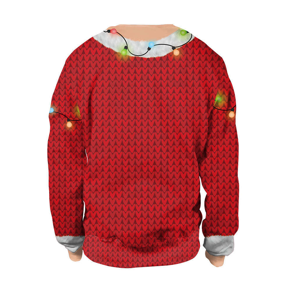 2024 autumn winter new European and American Christmas hot selg holiday party 3D digital printing round neck long sleeved couple hoodie