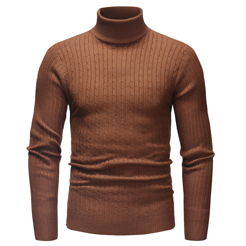 New autumn and winter men's high neck striped needle designer knitted sweater trend hoodie
