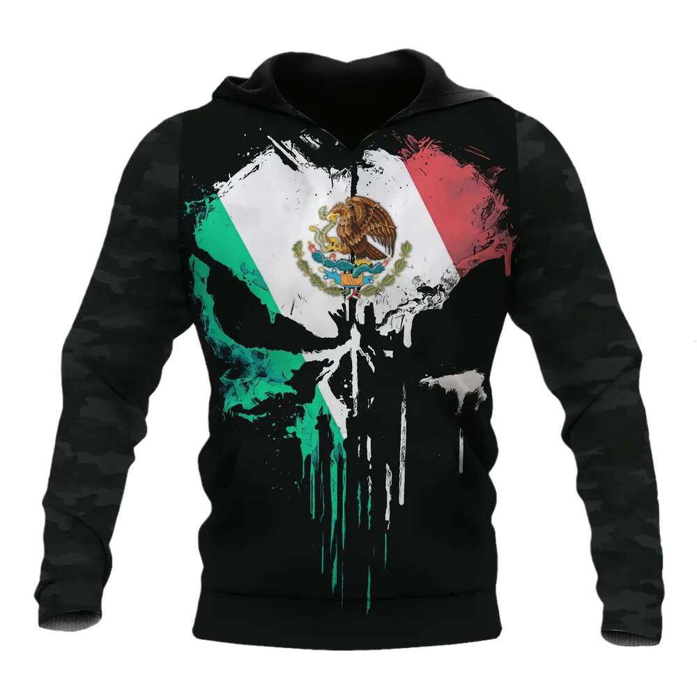 2024 European and American Mexico men's hoodie, 3D digital printed hooded casual hoodie