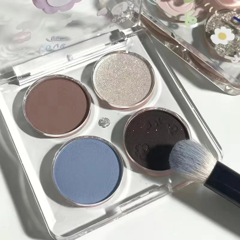 Black Punk Smoked 4Color Eyeshadow Silver Gray Pearl Matte Halloween Ins Affordable Palette 241118