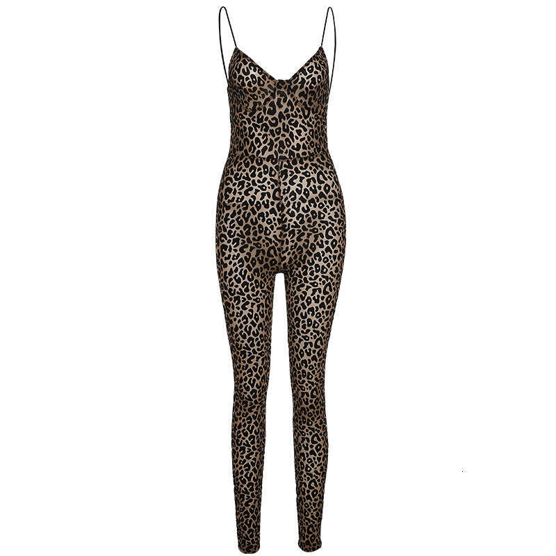 2021 Summer New Women's Sexy Low cut Sling Strap Flocking Tight Wrap Hip jumpsuit for Women