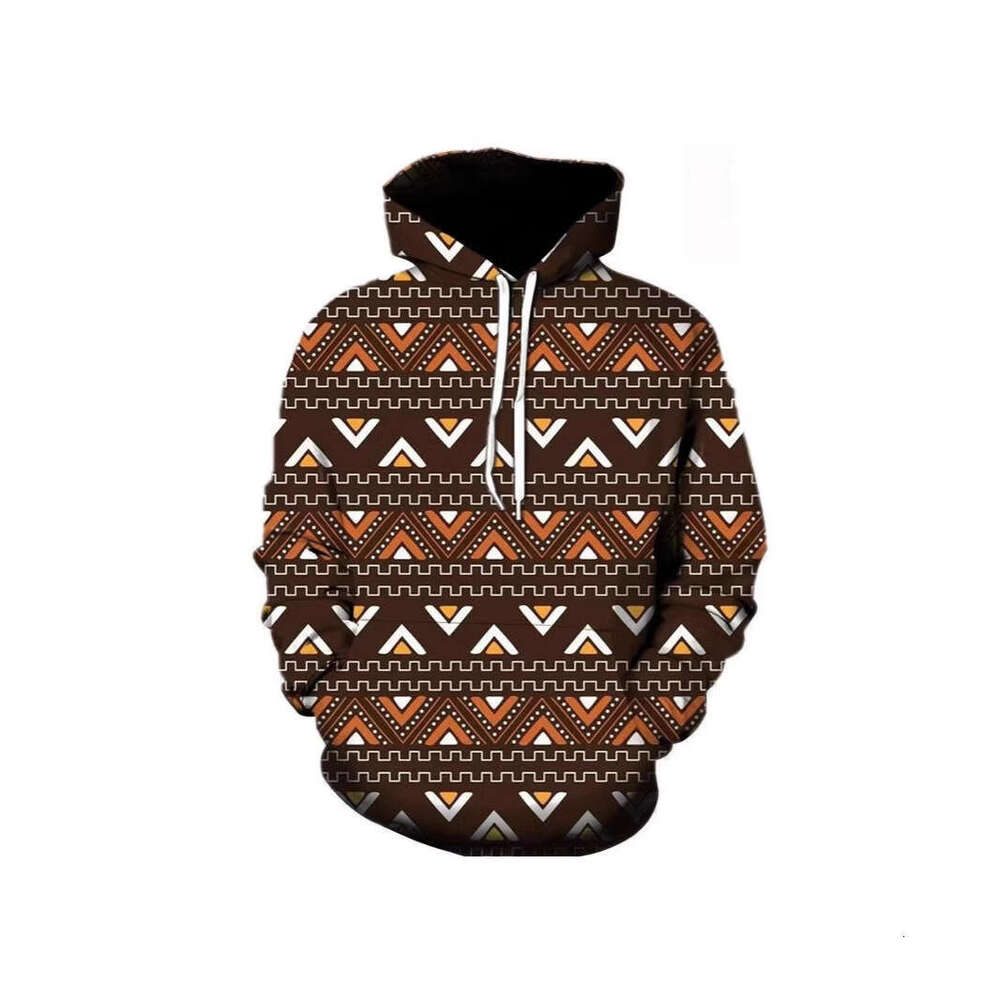 Autumn winter new European and American 3D digital printed ethnic style jacket men's casual hooded sweatshirt