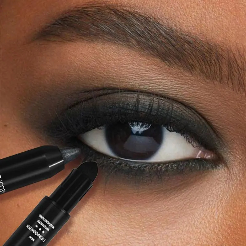 Pearlescent Eyeshadow Pencil Stick Highlight Black Grey Shimmer Eye Shadow Pen with Eyeliner 1pc 241118
