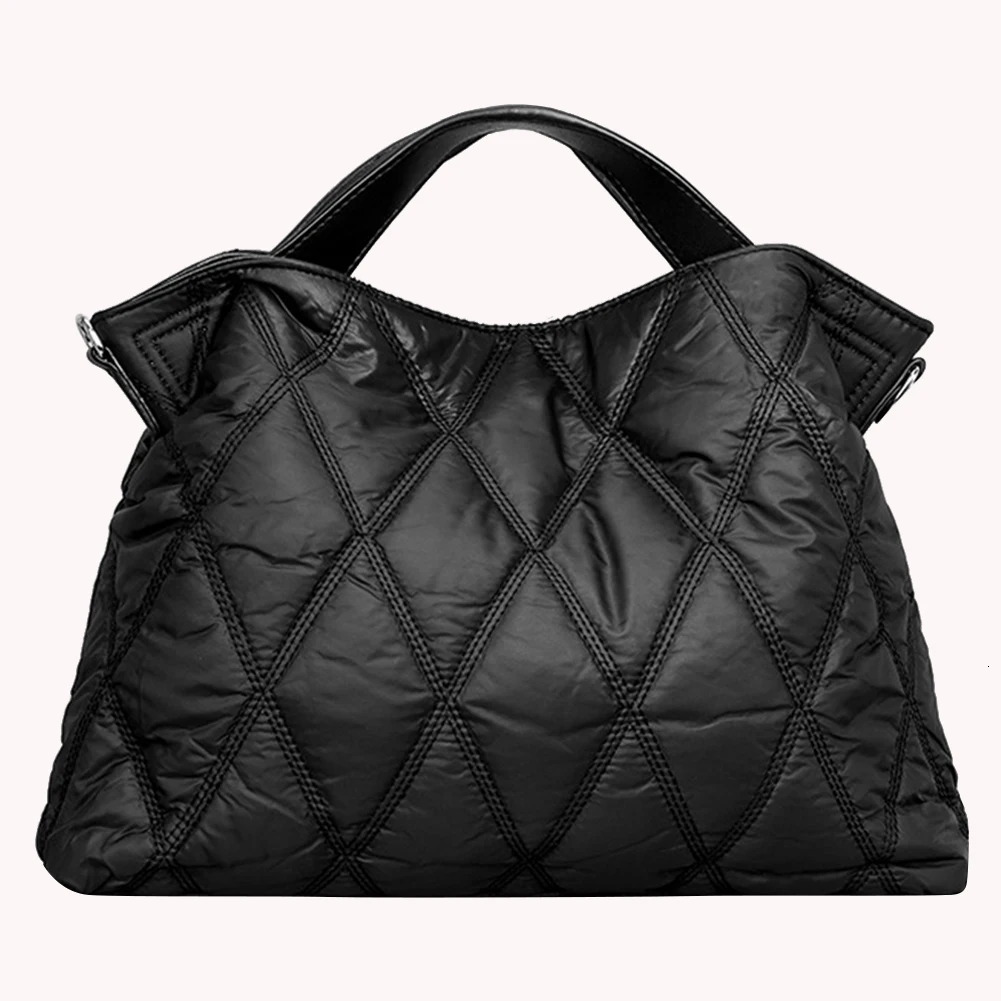 Elegant Rhombic Lattice Shoulder Bag: Soft Warm Nylon hot Tote for Women
