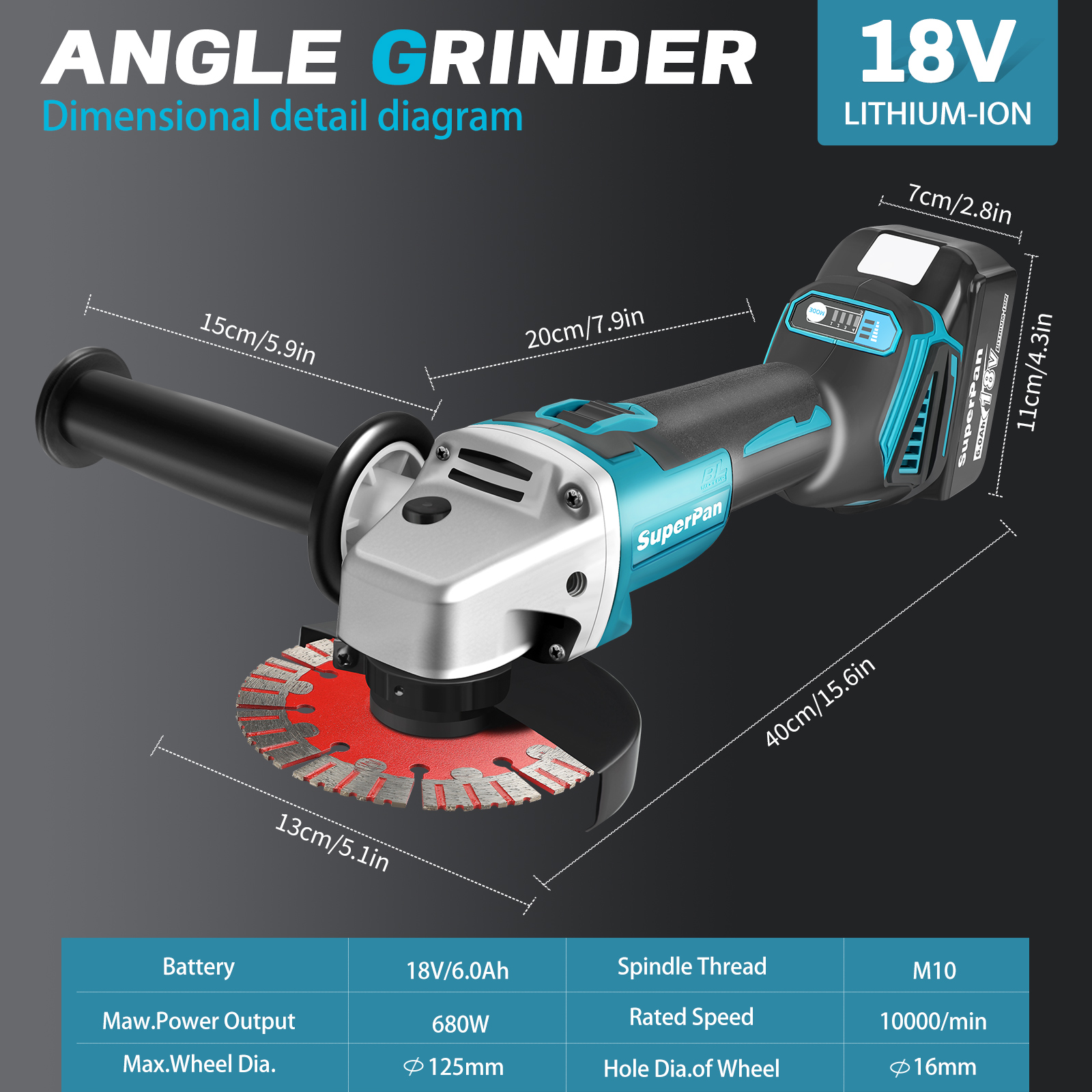 superpan Makita DGA404 18V Brushless Lithium-Ion Angle Grinder - 125mm Cordless Cutting Tool