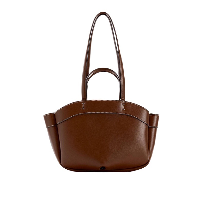 Women Pu Leather Shoulder Retro Crossbody Casual Portable Bucket Tote Bag Underarm Pouch Large Capacity Shopping Bag