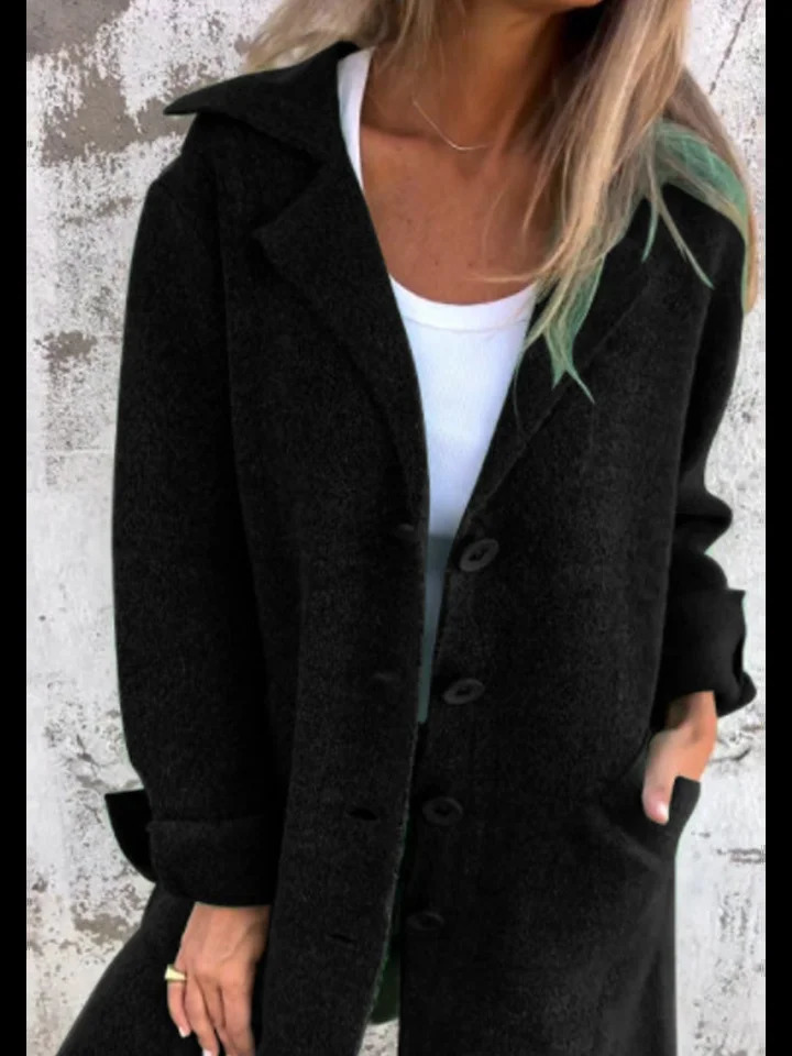 Womens Fashion Solid Open Stitch Long Trench Vintage Sleeve Outerwears Lady Jackets In Coats Winter Woman 2024 241121