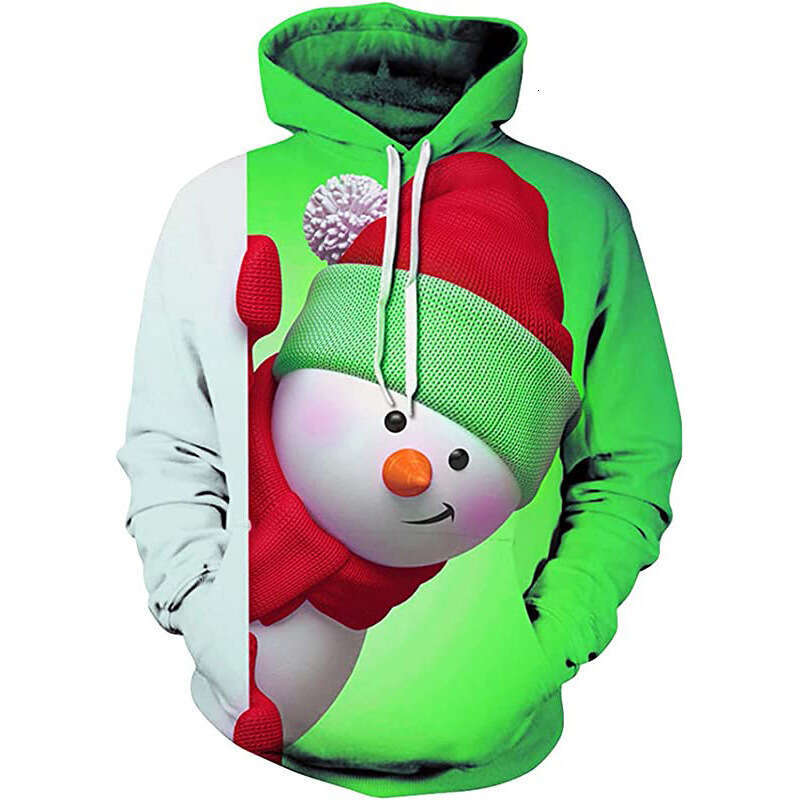 2024 autumn winter new Christmas 3D snowman digital printing hot selg sports and leisure hooded hoodie loose fit