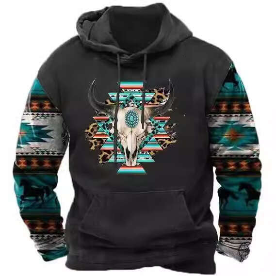 Autumn and winter printed men, popular 3D hooded sweatshirt with pockets for casual wear