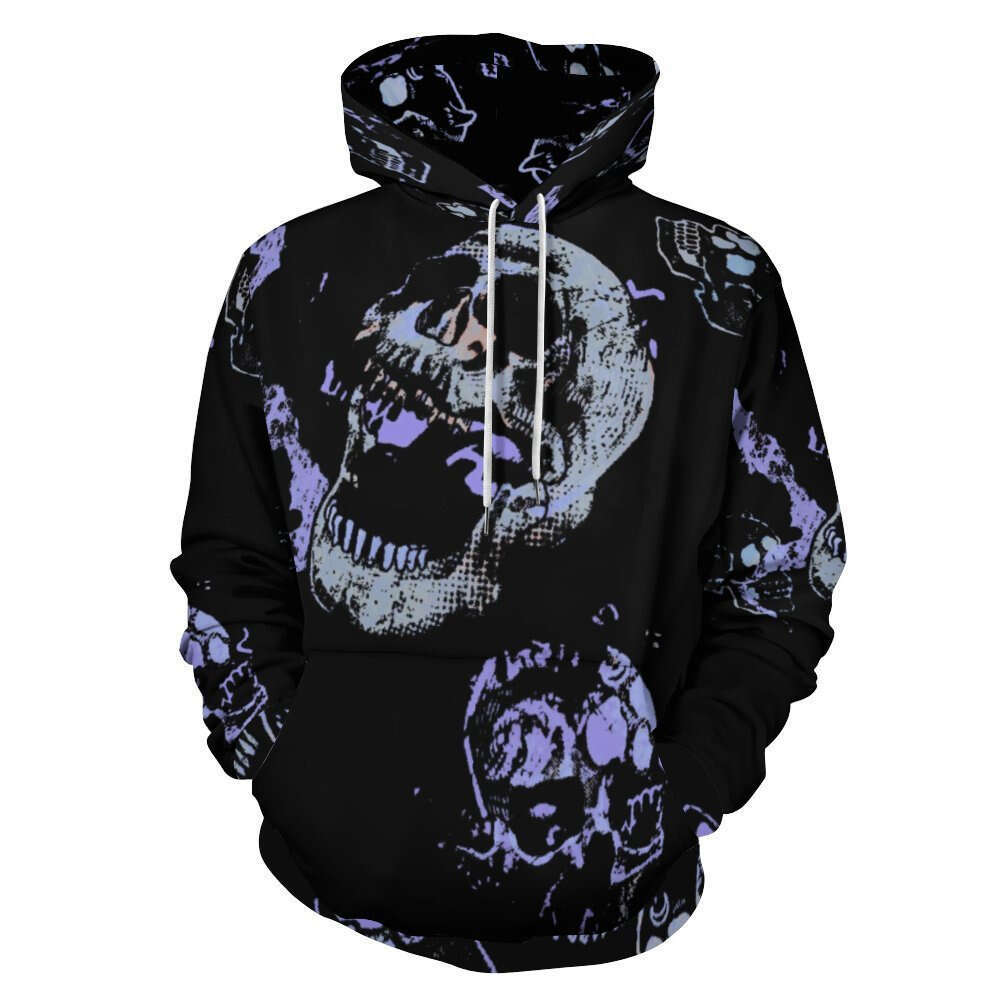 2024 Hot Selg New Halloween Skeleton Guitar Rose 3D Digital Printed Casual Hoodie