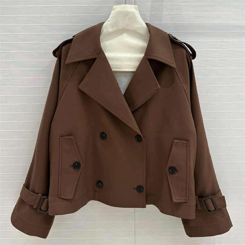 Women's New In Autumn 2024 Double Breasted Slim Fit Short Trench Coat High Quality Women's Long Sleeved Top Bomber Jacket