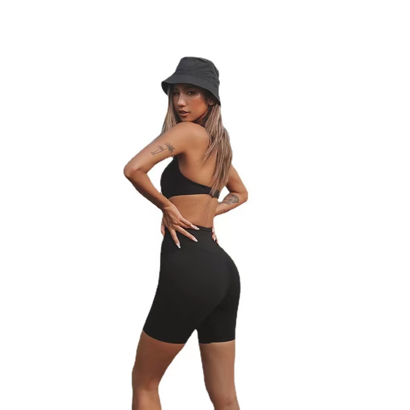 Women Backless Jumpsuits With Pads Sportswear Yoga Suits One-Pieces Bodysuits High Stretchy Fiess Overall Activewear Tracksuit