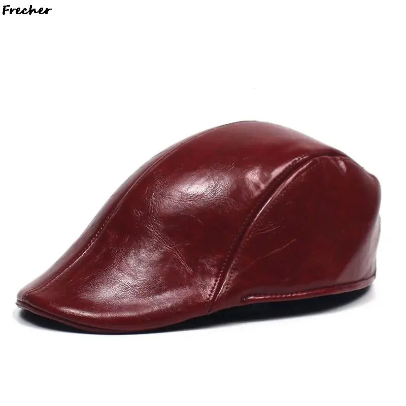 Men Leather Cabbie Cap Winter Warm sboy Caps British Style Classic Retro Hats Male Driving Working Berets Gorras 2023 241125