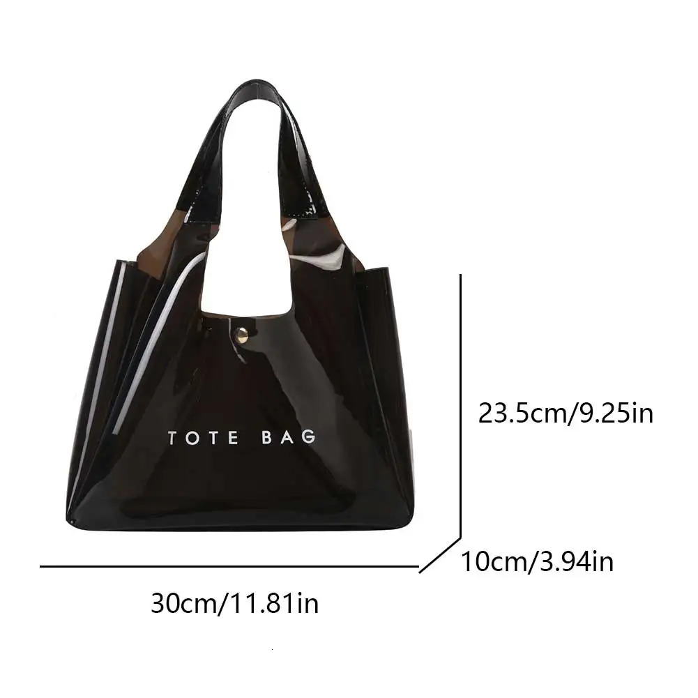 PVC Shoulder Bag for Women Chic Top Handle Clutch Shopping Bag Y2K Clear Handbag Purse Ladies Small Tote Bags for Work Travel 241201