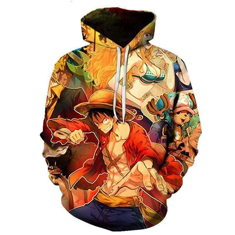 Men's clothing, popular anime One Piece character, street 3D digital printed men's hooded sweatshirt