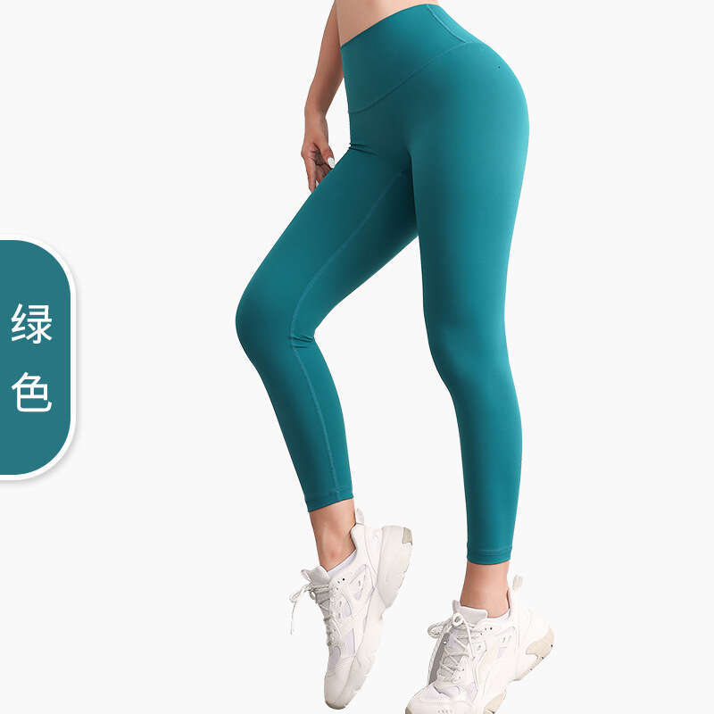 European and American without T-e, women's beautiful tight fitting peach buttocks, high waist, naked feeg, nine points fiess yoga pants