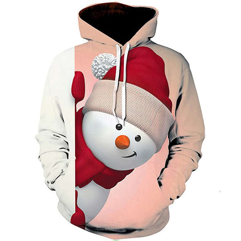 2024 autumn winter new Christmas 3D snowman digital printing hot selg sports and leisure hooded hoodie loose fit