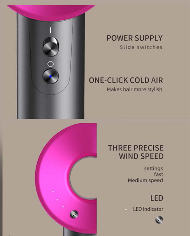 Leafless High Speed Anion Dryer Constant Temperature Portable Quick Dry Professional Hair Care Negative Lon