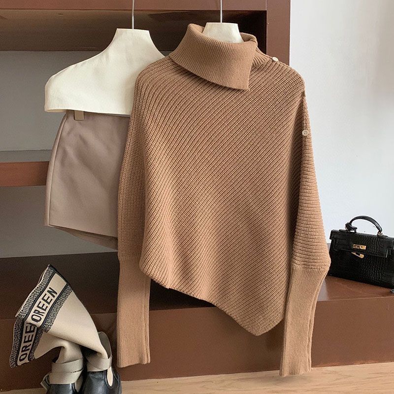 New High Collar Fleece Sweater for Women's Autumn and Winter New Soft Korean Lazy Designer Style Thick Knitted Top Trendy Winter Sweater