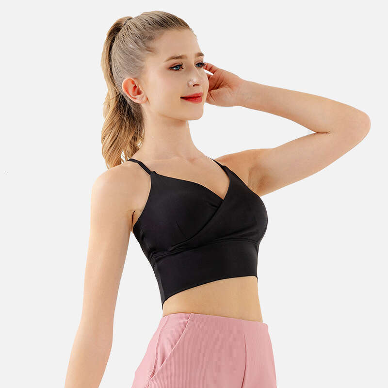 European and American sexy backless with breast pads, pleated outdoor running sports bra, women's high stretch yoga bra