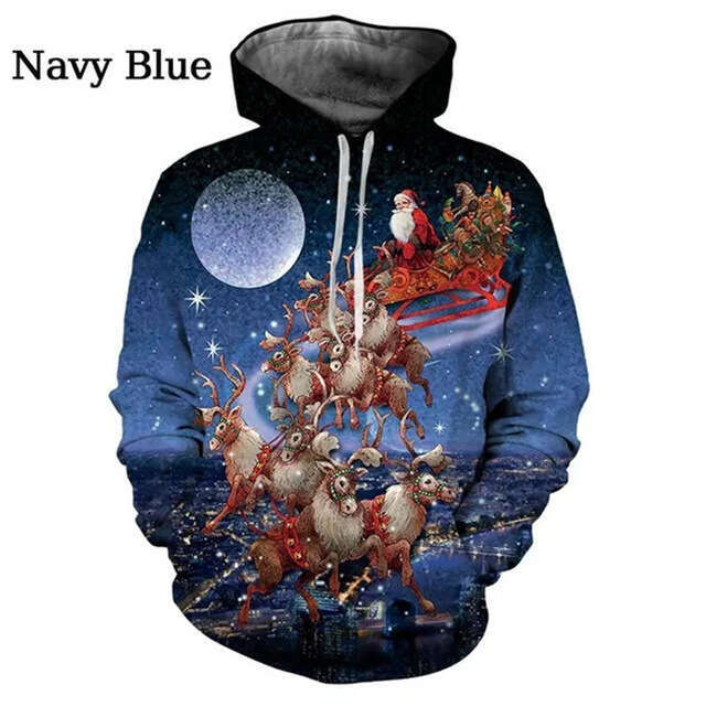 New autumn winter unisex Christmas series 3D digital printed sports and casual hooded hoodie