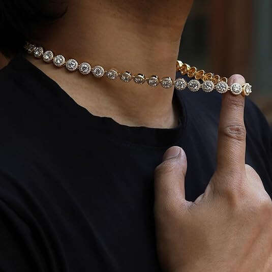 Street Hip Hop Cuban Chain Inlaid with Dia Zircon Personalized Necklace for Men and Women Rapper Accessories Trend