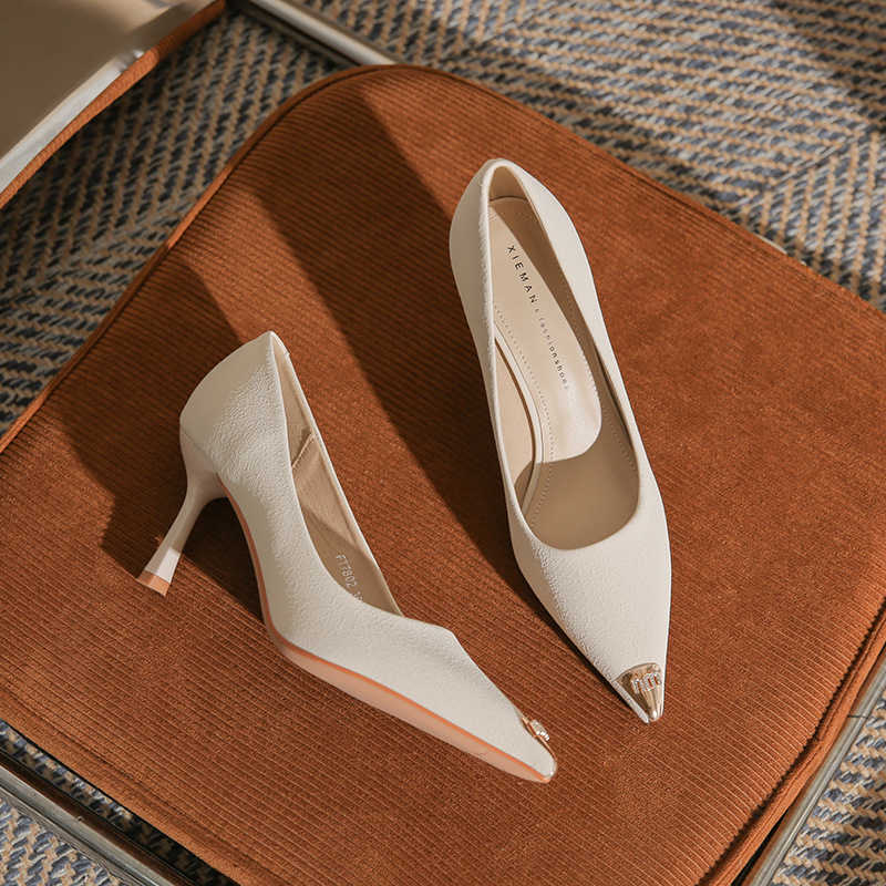 Fashion Metal Pointed High Heels for Women Thin Heels Shallow Mouth Simple Versatile Non Falling Heels Work Shoes