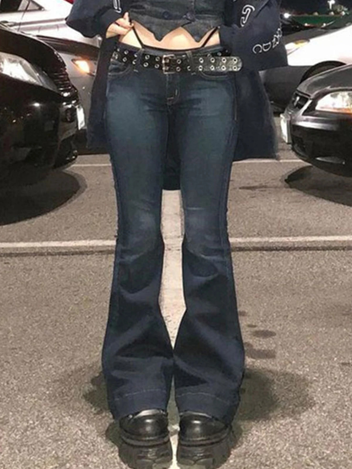 MMABIA Womens Sportswear Womens Underwear Low Waist Trouser Gradient Flared Jeans Fashion Rise Skinn Womens Sexy Jeans 241122