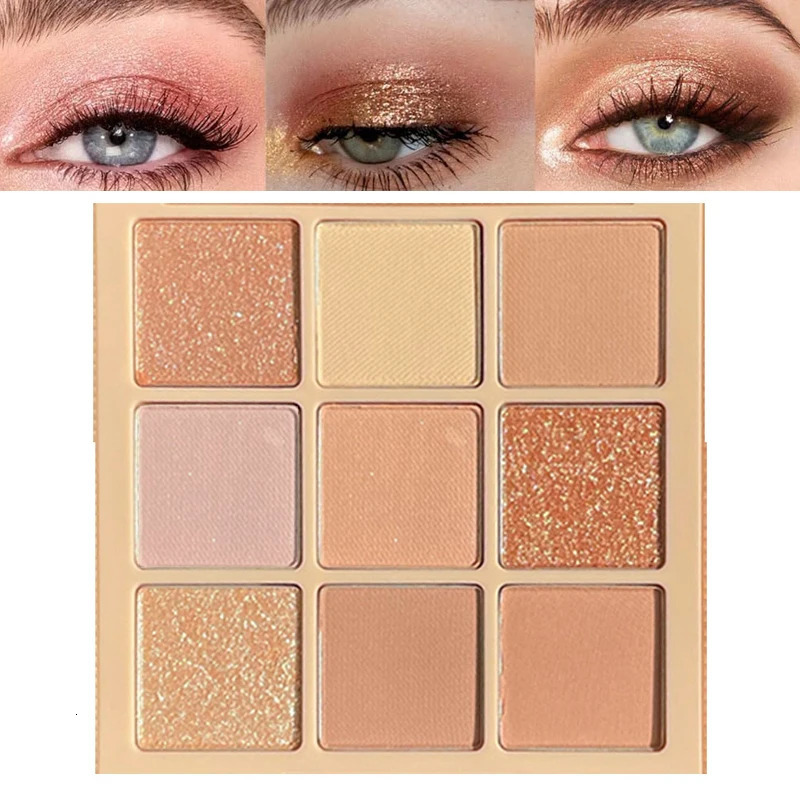 9 Colors Eyeshadow Palette Beauty Pearlescent Shiny Sequins Eye Shadow Matte Glitter Long Lasting Pigment Makeup 241118