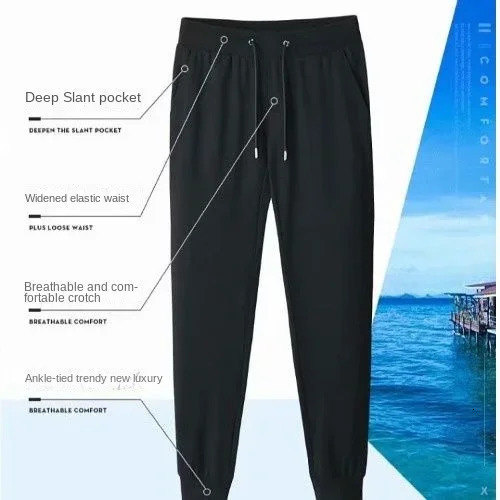Mens Cotton Casual Pants Thickened Drawstring Sweatpants Loose Plus Size and Ankle Black Gray 241120
