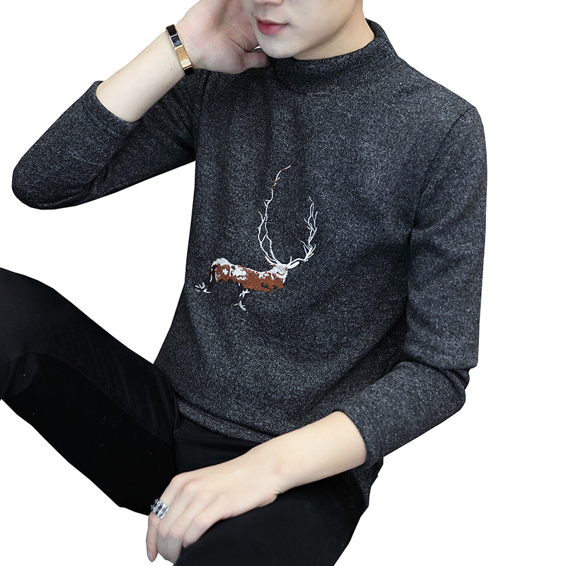 Sweater base with fleece new style autumn winter interior, knitted sweater teenagers and students, warm top for men's fashion