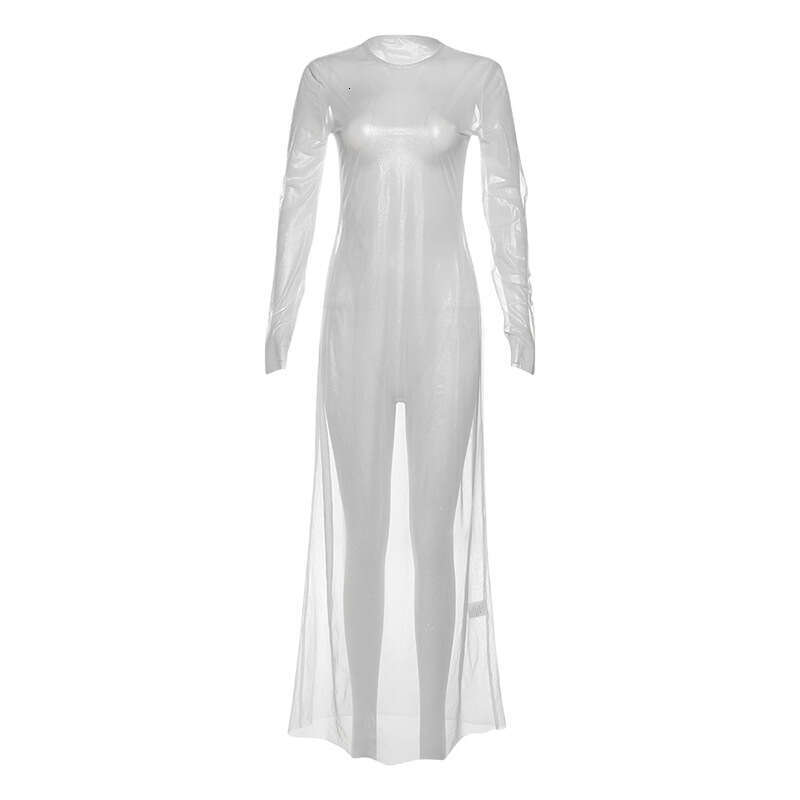 Wind 2024 Autumn/Winter New Women's Round Neck Long Sleeve Sexy Perspective High Waist Slimming Bag Hip Dress