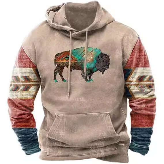 Autumn and winter printed men, popular 3D hooded sweatshirt with pockets for casual wear