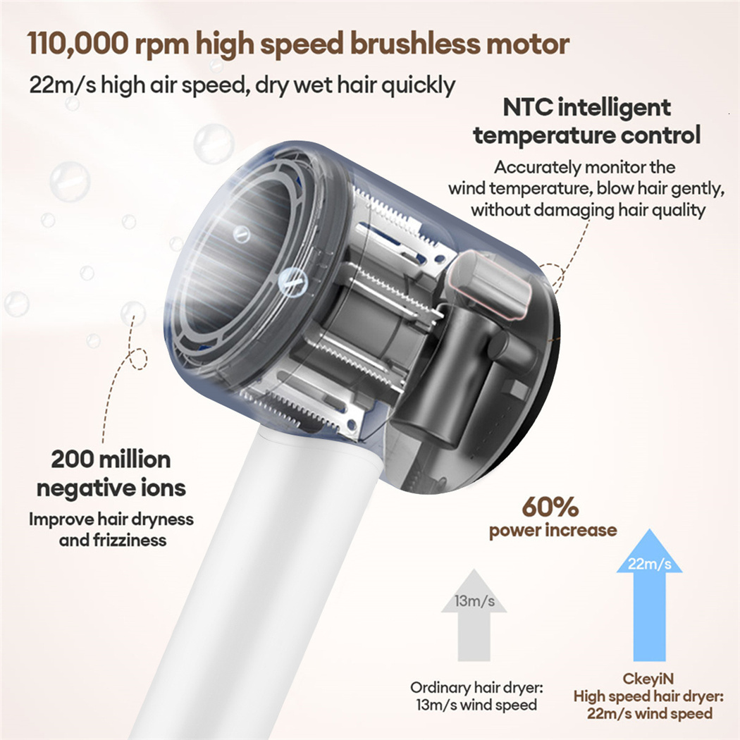 1600W Hair Professional Brushless High Speed Powerful Blow Electric Negative Ion Adjustable Salon Household Dryer