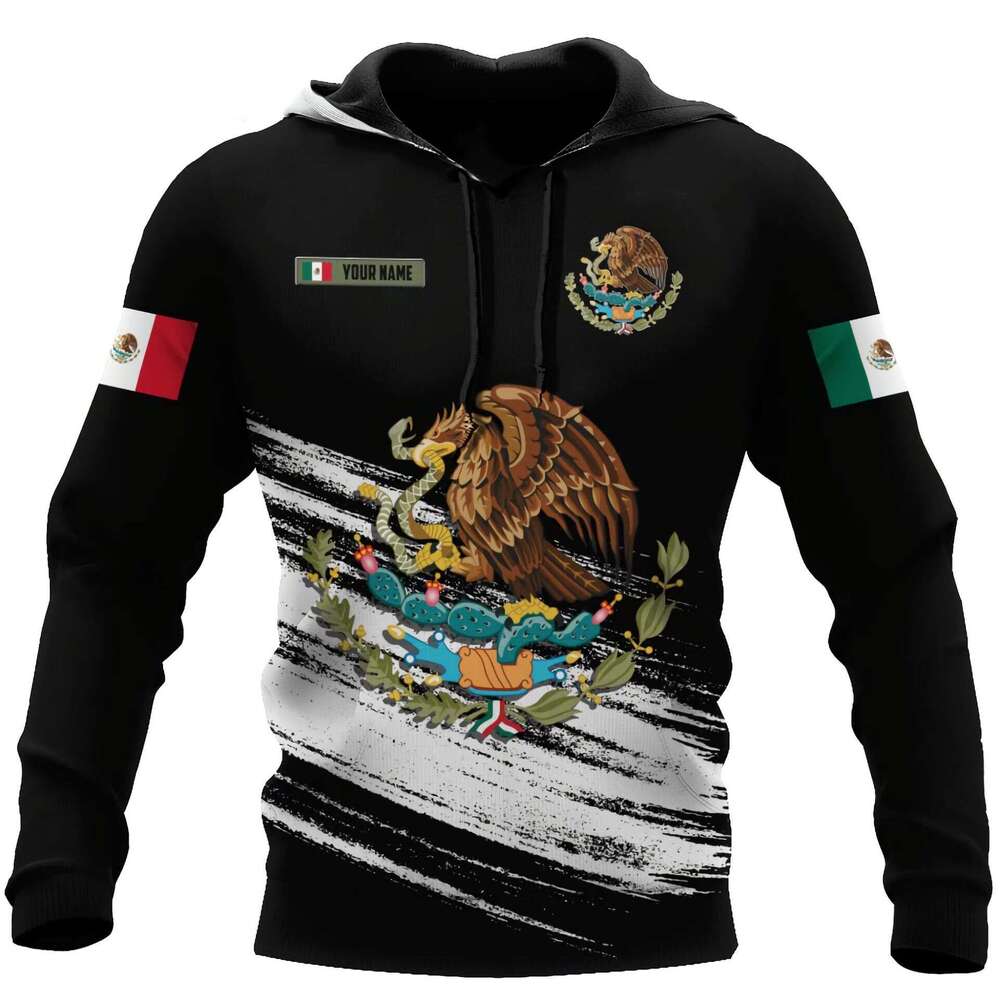 2024 European American with Mexican men's 3D digital printing autumn and winter hooded hoodie