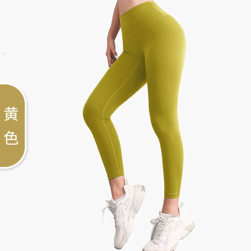 European and American without T-e, women's beautiful tight fitting peach buttocks, high waist, naked feeg, nine points fiess yoga pants